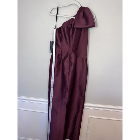Alfred Sung D861 Bow One Shoulder Column Gown Cabernet Red 2 NWT $269 - Picture 12 of 16